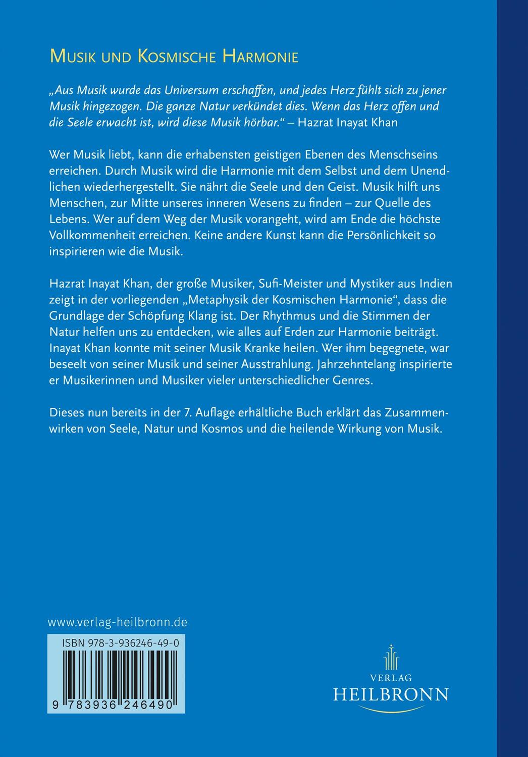 Rückseite: 9783936246490 | Musik und kosmische Harmonie | Hazrat Inayat Khan | Buch | Deutsch