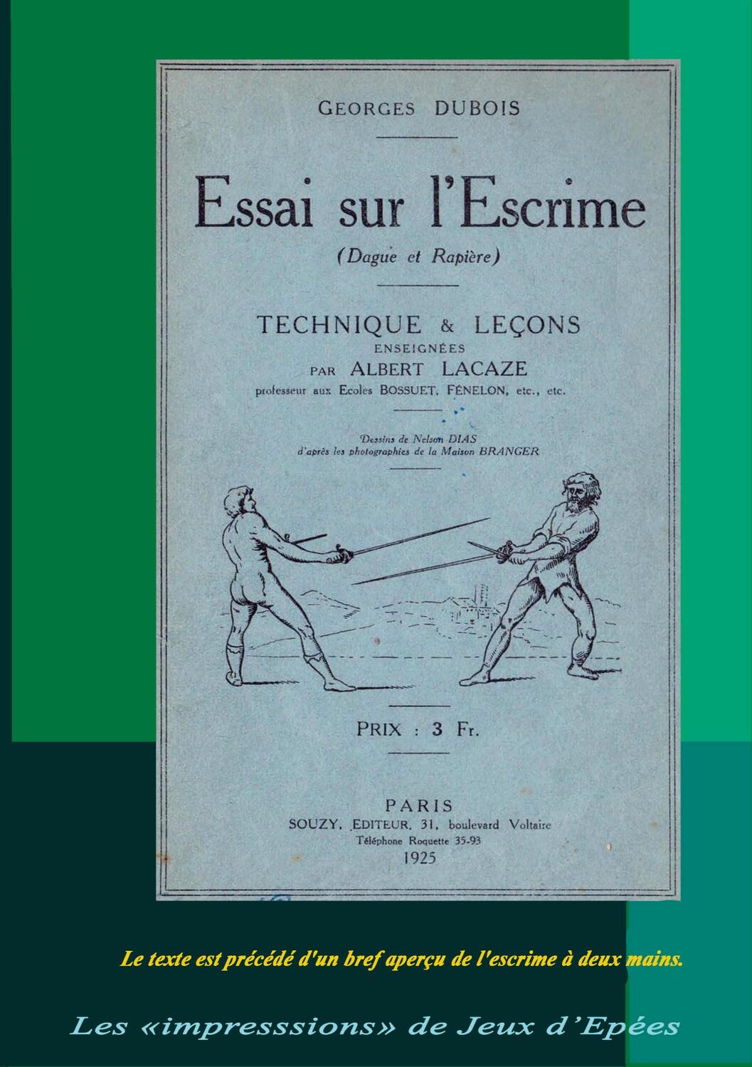 Cover: 9782322482825 | Essai sur l'Escrime (Dague et Rapière) | Dubois Georges | Taschenbuch