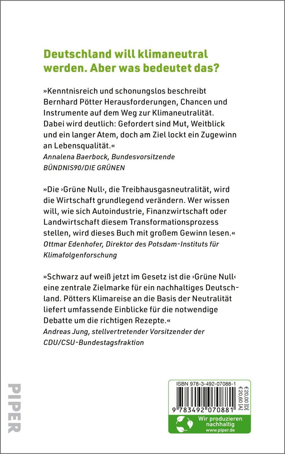 Rückseite: 9783492070881 | Die Grüne Null | Bernhard Pötter | Buch | Deutsch | 2021 | Piper