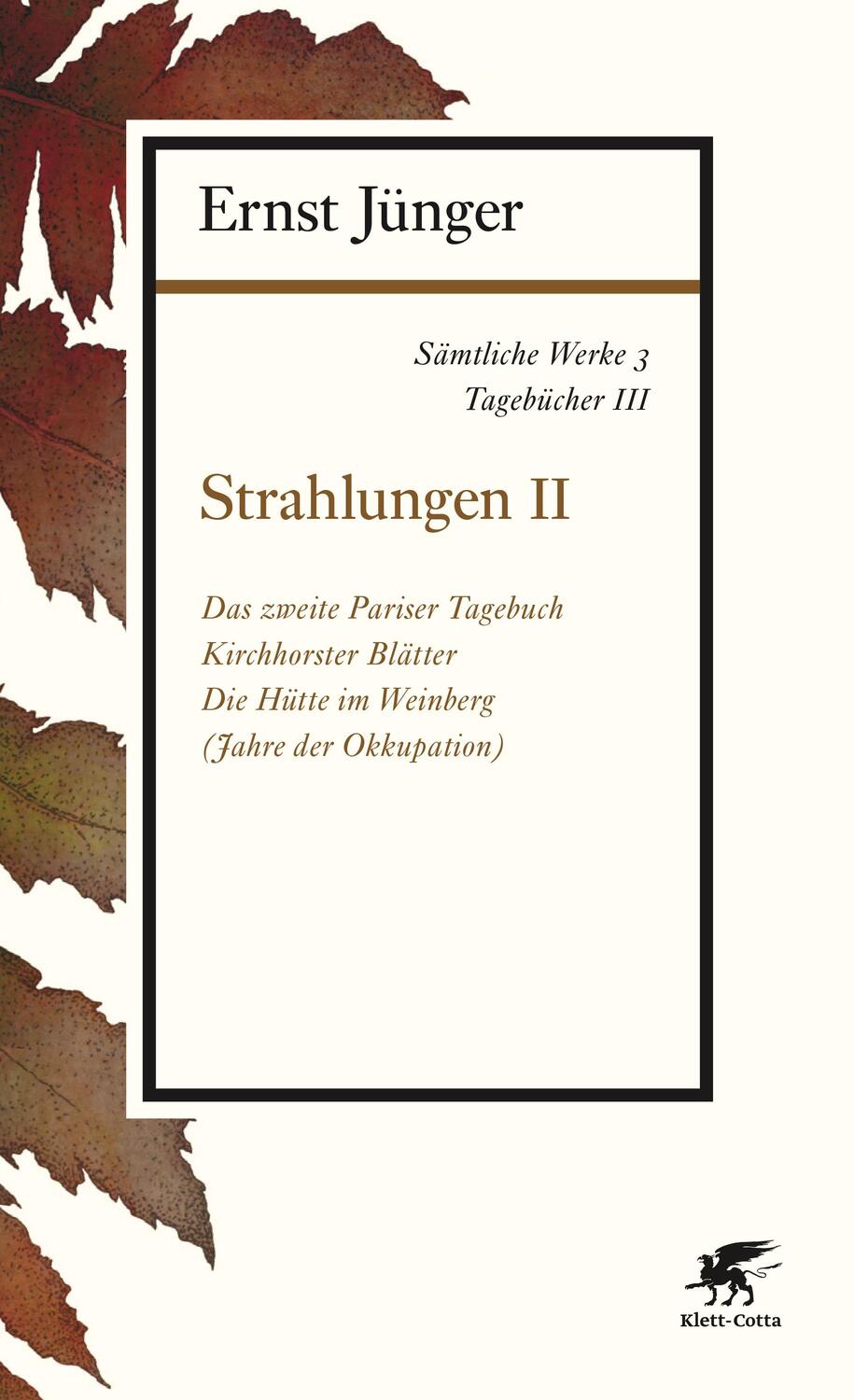 Cover: 9783608963038 | Sämtliche Werke - Band 3 | Tagebücher III: Strahlungen II | Jünger