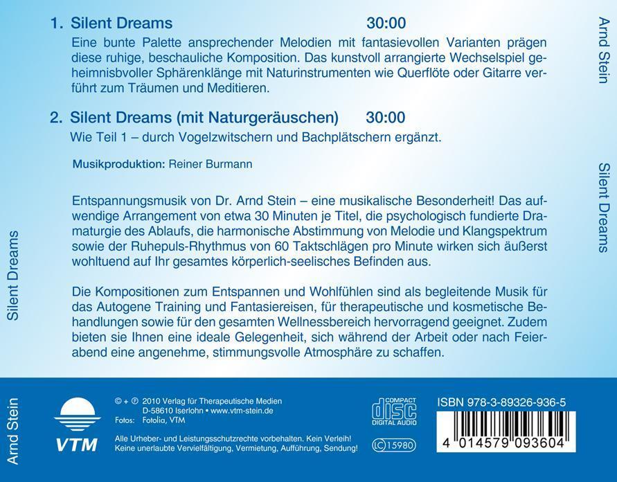 Rückseite: 9783893269365 | Silent Dreams. CD | Sanfte Musik zum Entspannen und Wohlfühlen | Stein