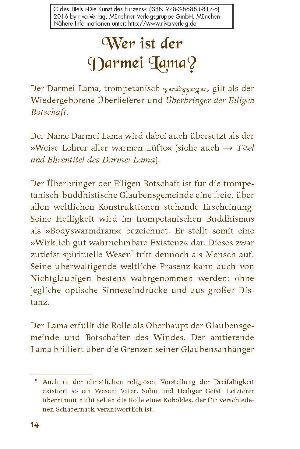 Bild: 9783868838176 | Die Kunst des Furzens | Darmei Lama | Buch | 112 S. | Deutsch | 2016