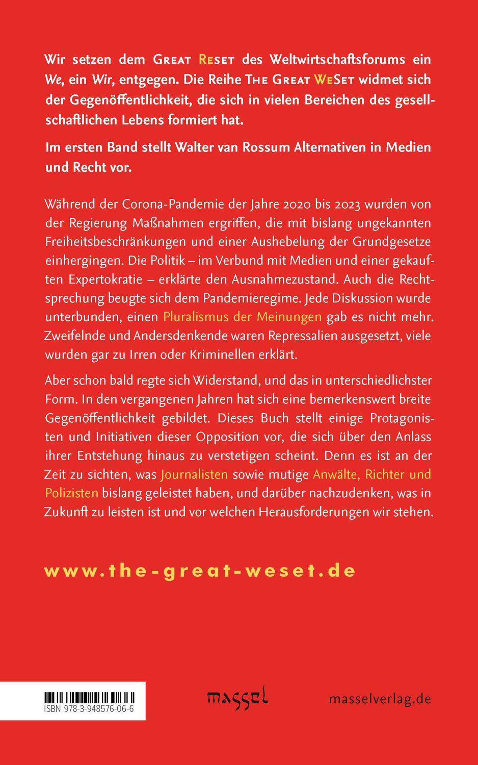 Rückseite: 9783948576066 | Alternativen in Medien und Recht | Walter van Rossum | Taschenbuch