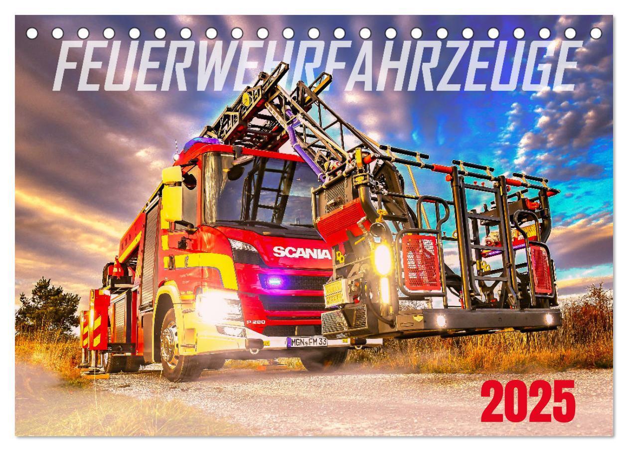 Cover: 9783383999840 | Feurwehrfahrzeuge (Tischkalender 2025 DIN A5 quer), CALVENDO...