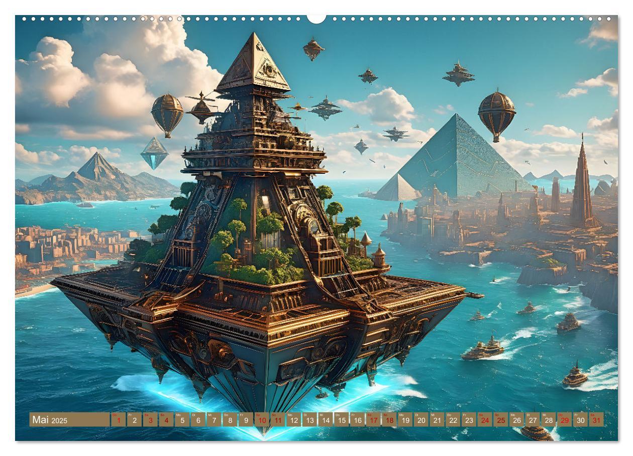 Bild: 9783457179833 | Steampunk Pyramidenwelt (Wandkalender 2025 DIN A2 quer), CALVENDO...