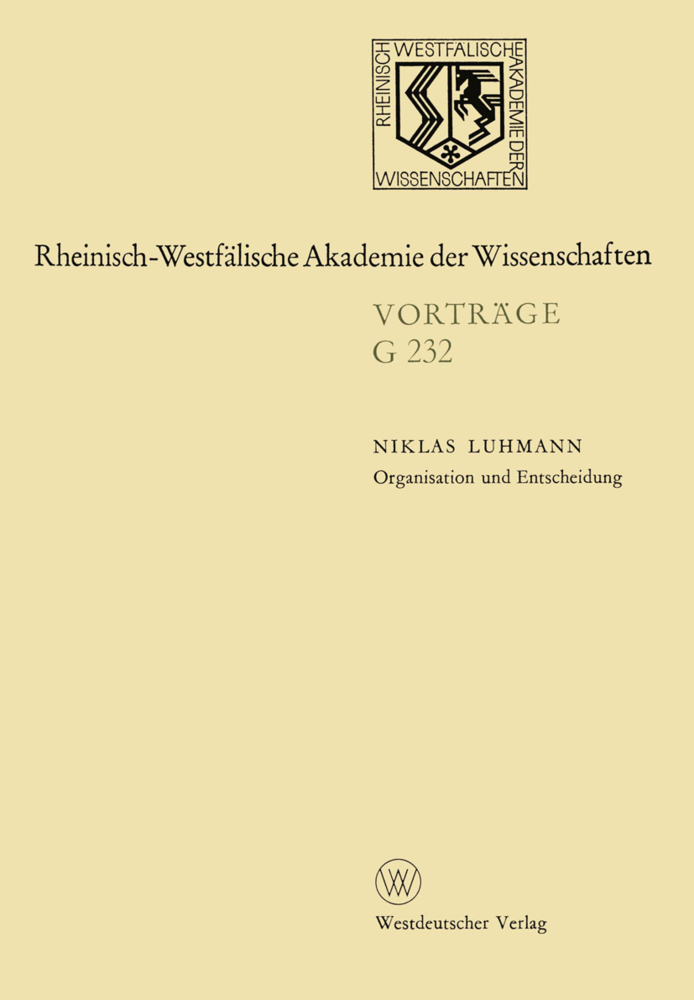 Cover: 9783531072326 | Organisation und Entscheidung | Niklas Luhmann | Taschenbuch | 76 S.