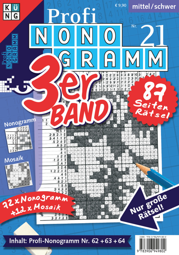 Cover: 9783906949802 | Profi-Nonogramm 3er-Band Nr. 21 | Rätsel fürs Auge | Conceptis Puzzles