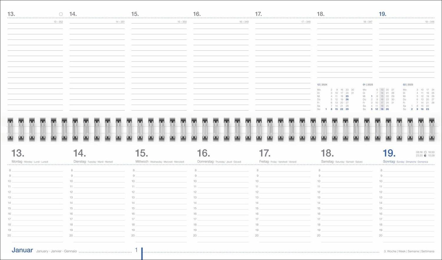 Bild: 9783756406500 | Wochenquerplaner, blau 2025 | Heye | Kalender | Bürokalender Heye