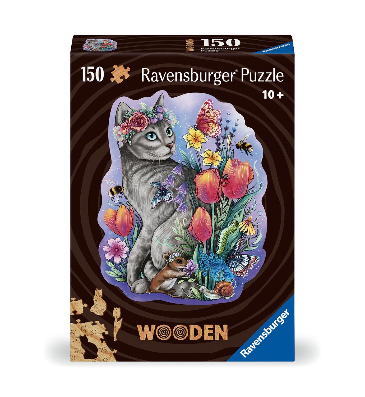 Cover: 4005555007579 | Ravensburger WOODEN Puzzle 12000757 - Frühlingskatze - 150 Teile...
