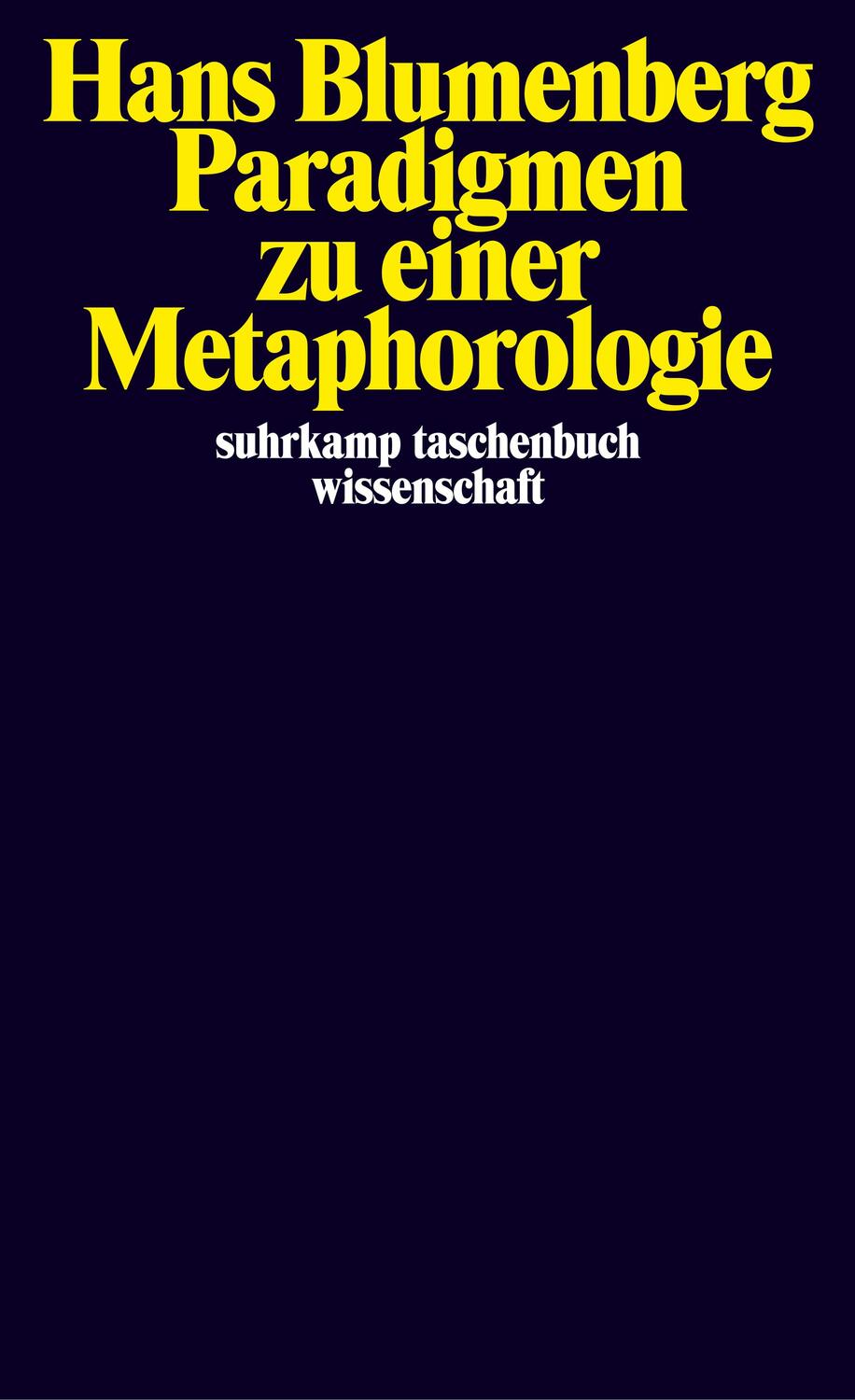 Cover: 9783518289013 | Paradigmen zu einer Metaphorologie | Hans Blumenberg | Taschenbuch