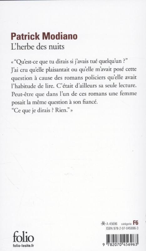 Rückseite: 9782070456963 | L'herbe des nuits | Patrick Modiano | Taschenbuch | Französisch | 2013