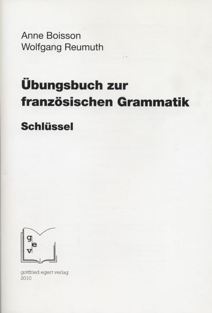 Cover: 9783936496321 | Übungsbuch zur französischen Grammatik. Schlüssel. | Boisson (u. a.)