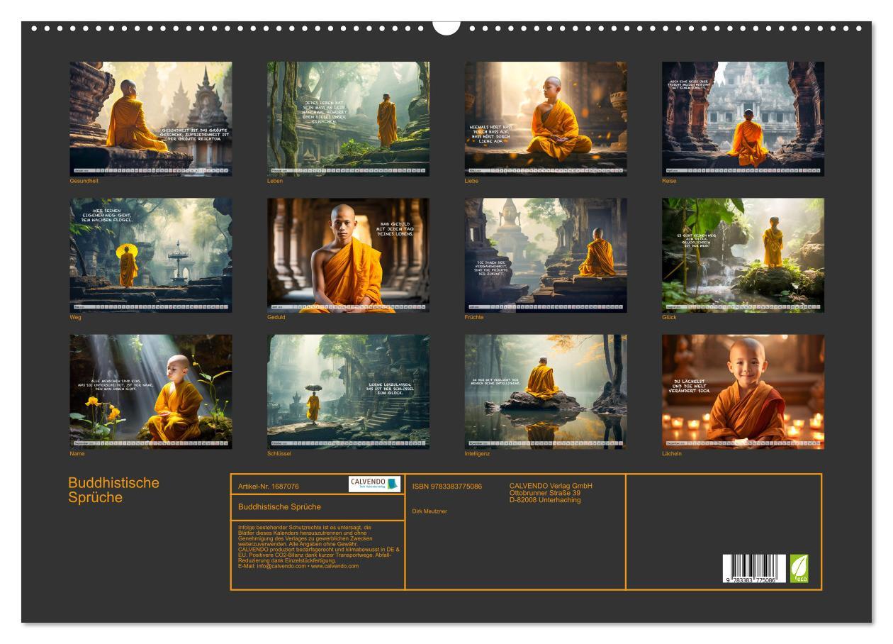 Bild: 9783383775086 | Buddhistische Sprüche (Wandkalender 2025 DIN A2 quer), CALVENDO...