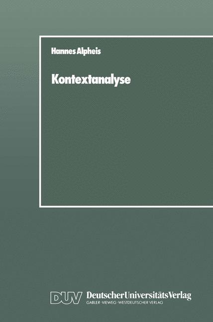 Cover: 9783824440061 | Kontextanalyse | Hannes Alpheis | Taschenbuch | Paperback | 326 S.