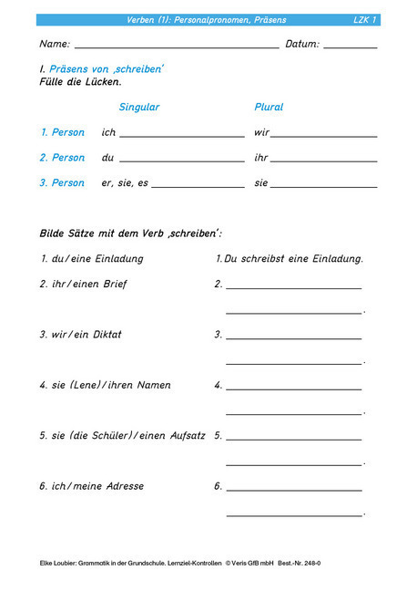 Bild: 9783894932480 | Grammatik in der Grundschule - Übungsheft mit Lernzielkontrollen...