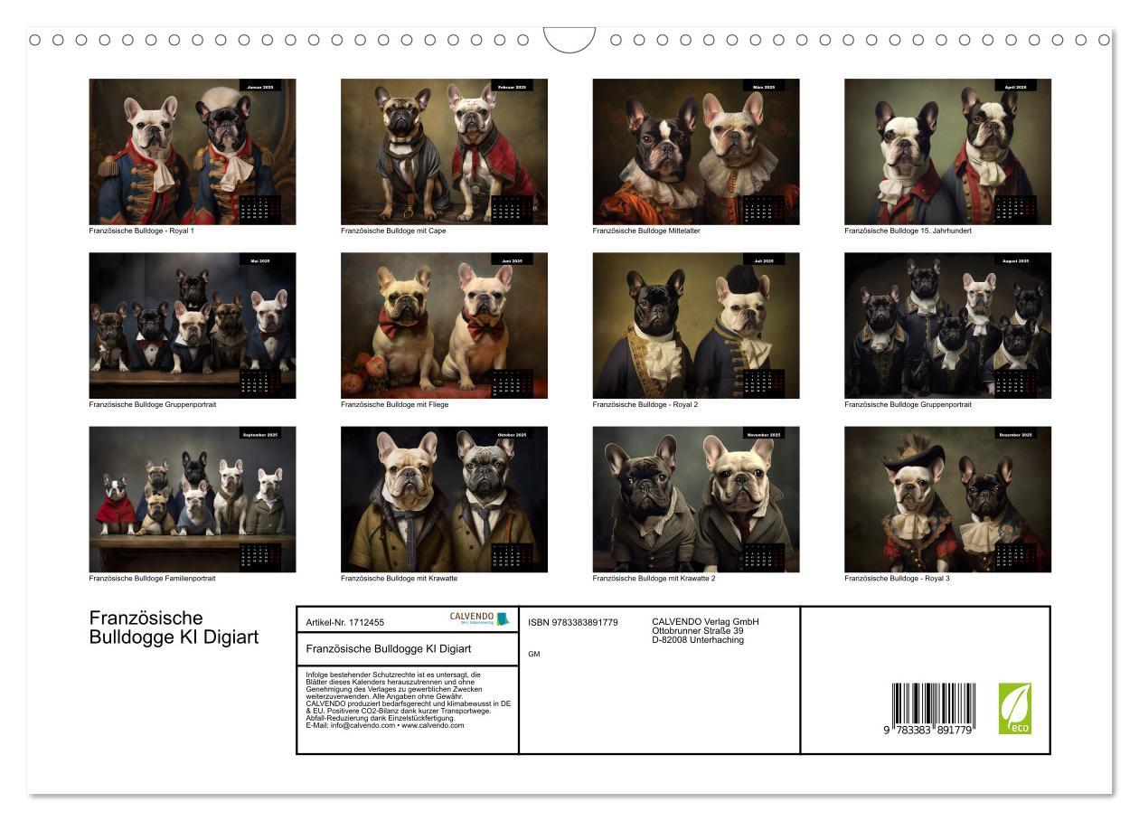 Bild: 9783383891779 | Französische Bulldogge KI Digiart (Wandkalender 2025 DIN A3 quer),...