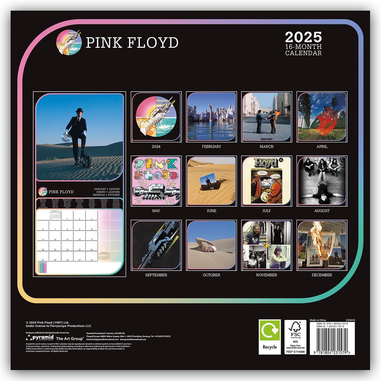Rückseite: 9781804231579 | Pink Floyd 2025 30X30 Broschürenkalender | Kalender | 28 S. | Deutsch