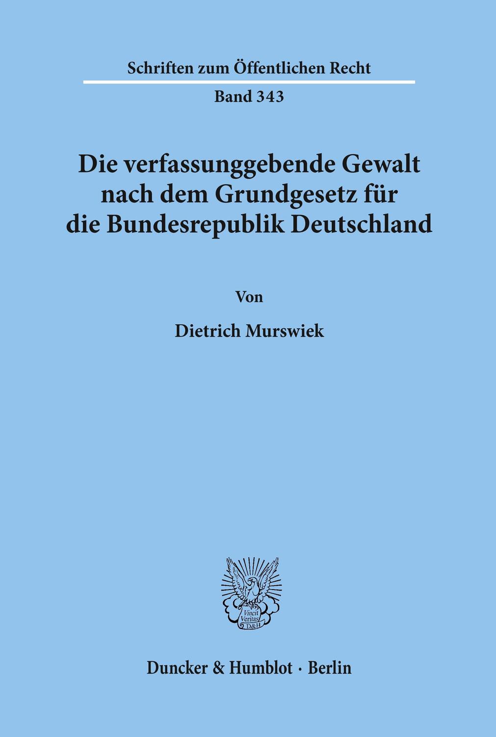 Cover: 9783428041749 | Die verfassunggebende Gewalt nach dem Grundgesetz für die...