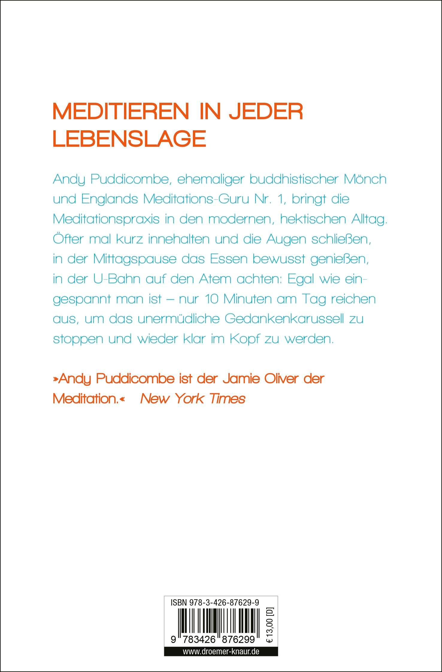 Rückseite: 9783426876299 | Mach mal Platz im Kopf | Meditation bringt's! | Andy Puddicombe | Buch