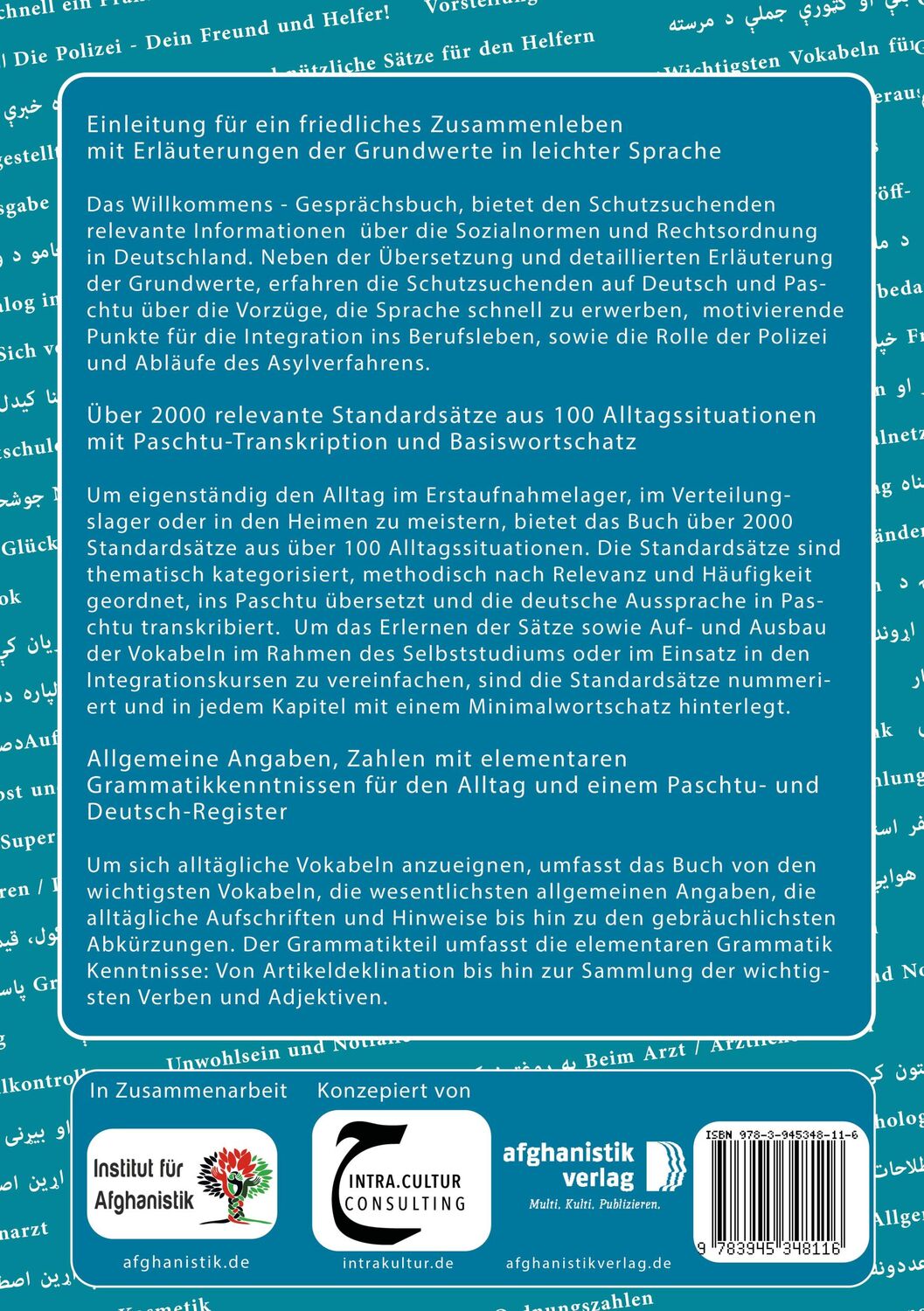 Rückseite: 9783945348116 | Das Willkommens- Gesprächsbuch Deutsch - Afghanisch / Paschtu | Buch