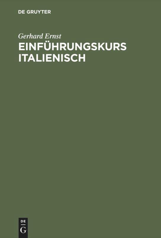 Cover: 9783484500525 | Einführungskurs Italienisch | Gerhard Ernst | Buch | X | Deutsch