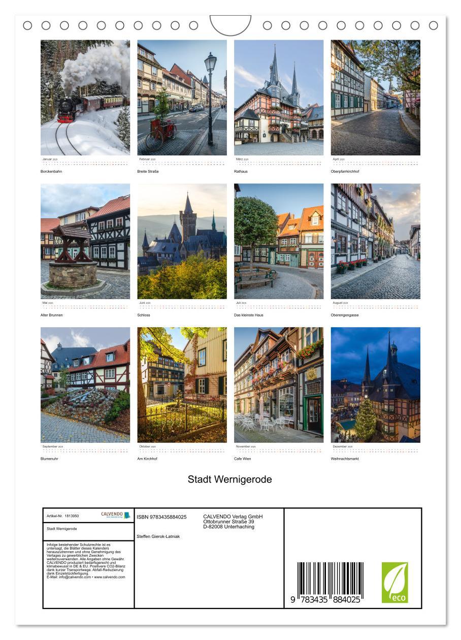 Bild: 9783435884025 | Stadt Wernigerode (Wandkalender 2025 DIN A4 hoch), CALVENDO...