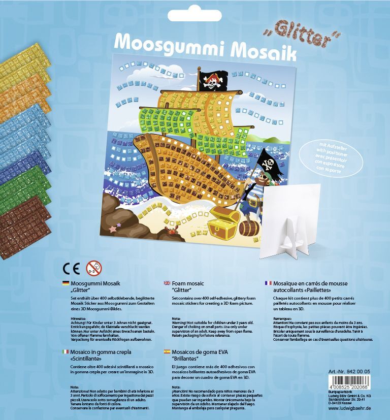 Cover: 4008525202066 | URSUS Kinder-Bastelsets Moosgummi Mosaiken Glitter Pirat, Bastelset...