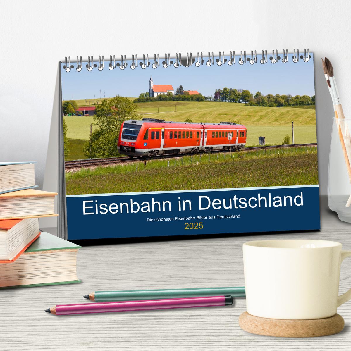 Bild: 9783435034369 | Eisenbahn in Deutschland (Tischkalender 2025 DIN A5 quer), CALVENDO...