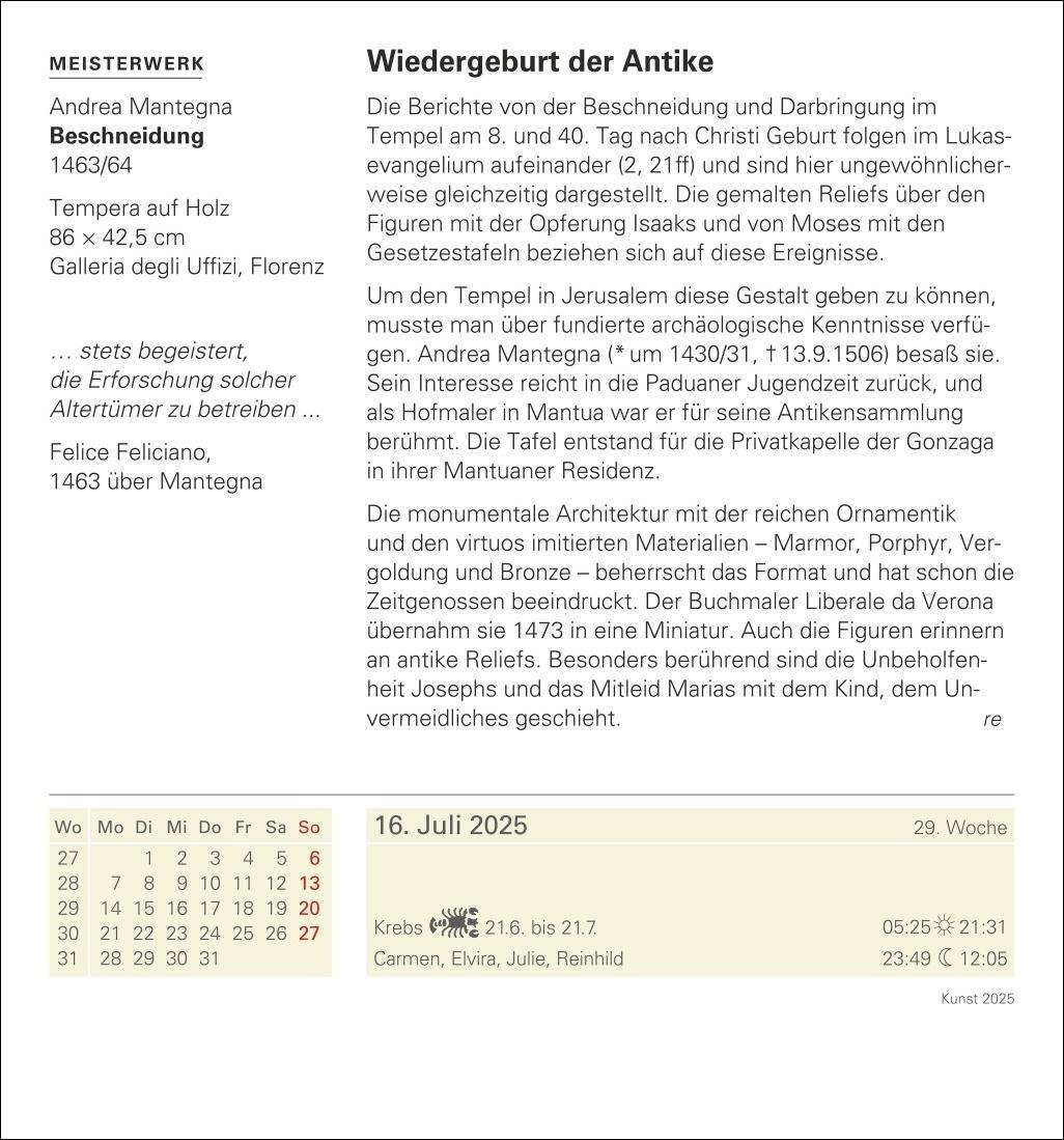 Bild: 9783840033322 | Kunst Tagesabreißkalender 2025 - Kulturkalender - Künstler, Werke,...