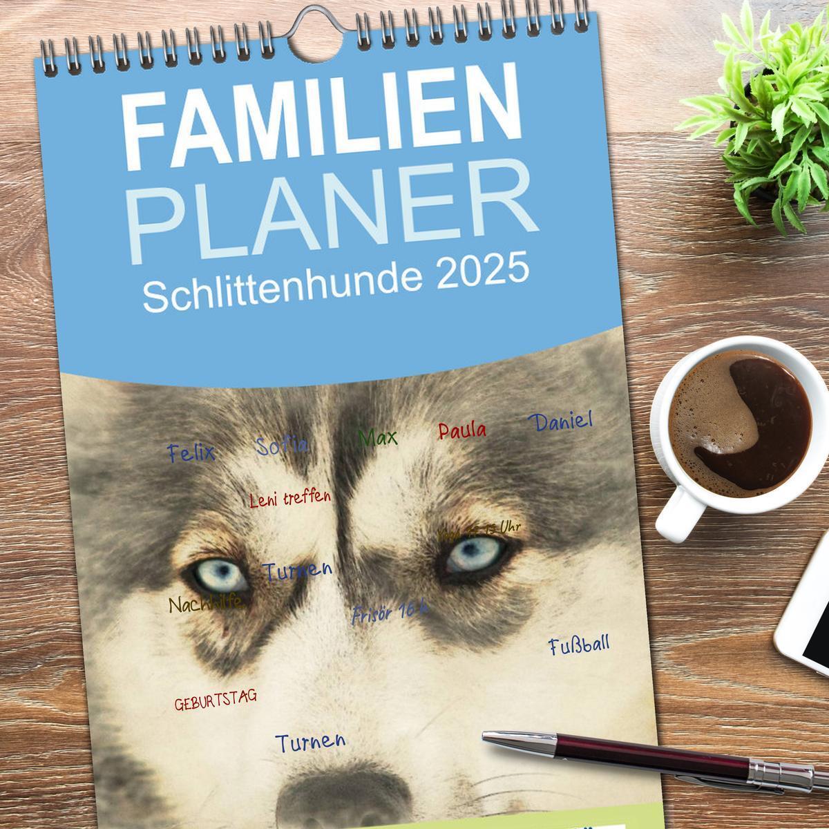 Bild: 9783457121214 | Familienplaner 2025 - Schlittenhunde 2025 mit 5 Spalten...