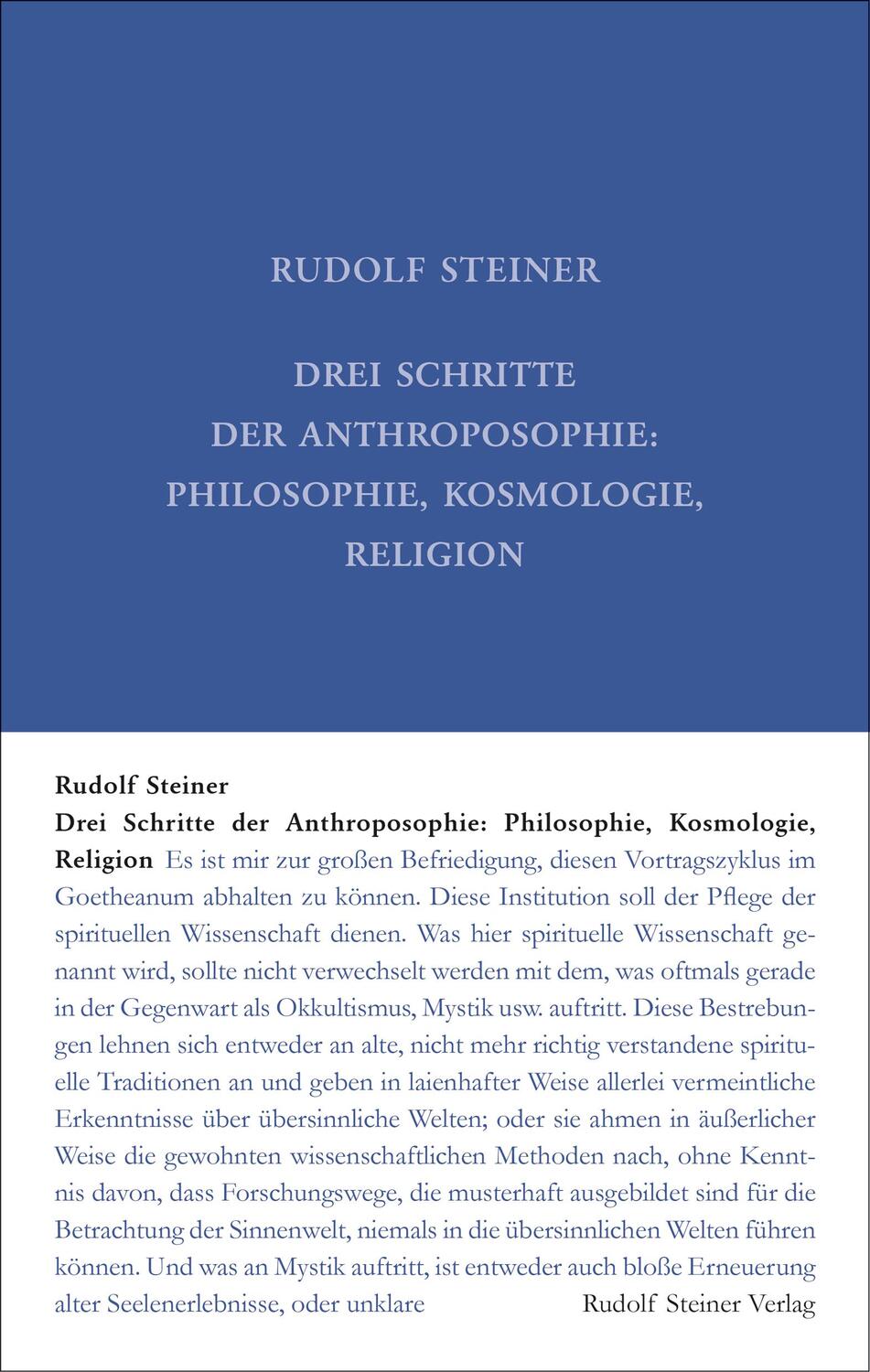 Cover: 9783727402531 | Drei Schritte der Anthroposophie | Rudolf Steiner | Buch | Deutsch