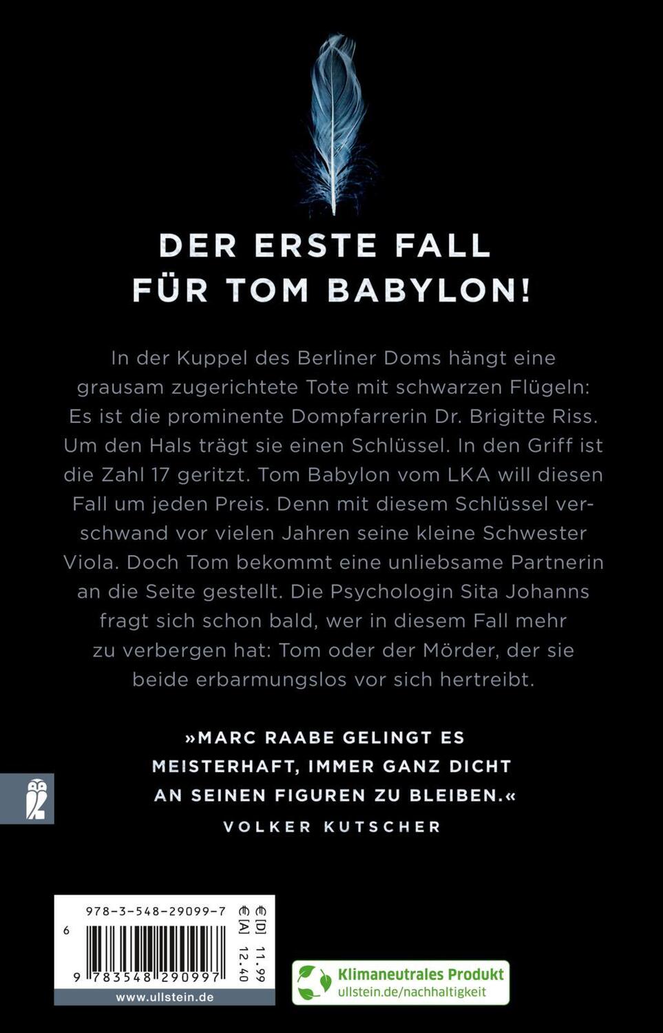 Rückseite: 9783548290997 | Schlüssel 17 | Thriller | Marc Raabe | Taschenbuch | Tom Babylon-Serie