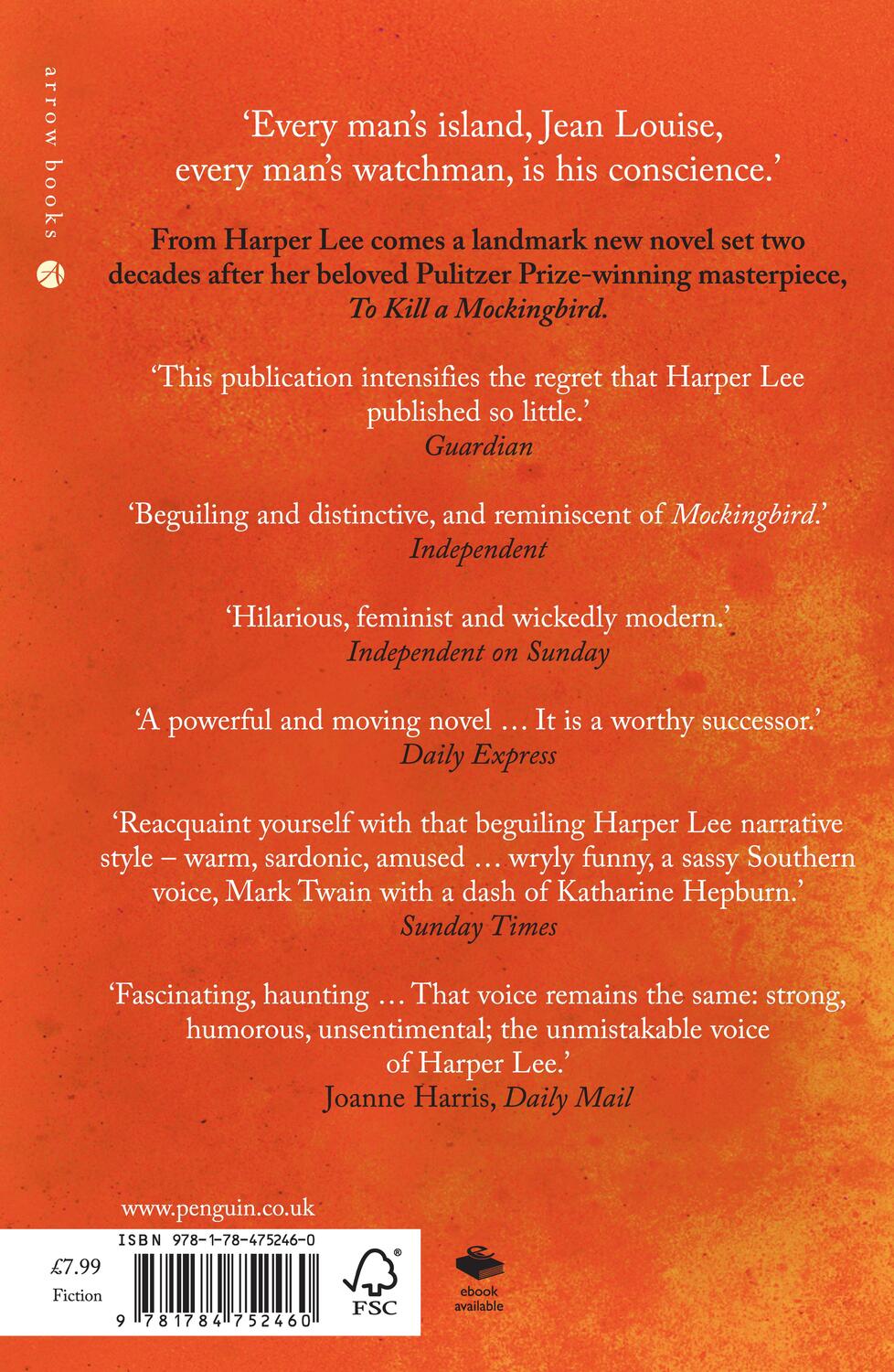 Rückseite: 9781784752460 | Go Set a Watchman | Harper Lee's sensational lost novel | Harper Lee