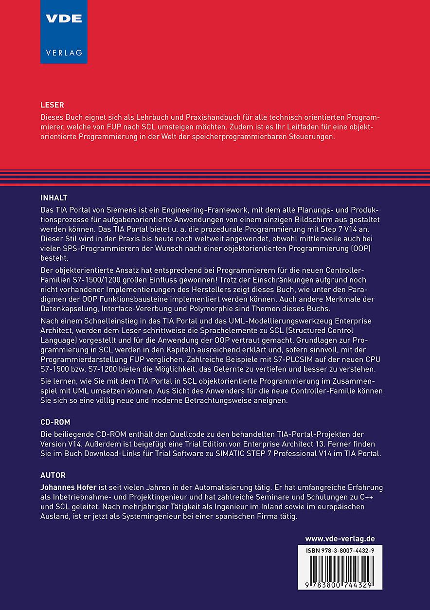 Rückseite: 9783800744329 | SCL und OOP mit dem TIA Portal | Johannes Hofer | Buch | XIII | 2017