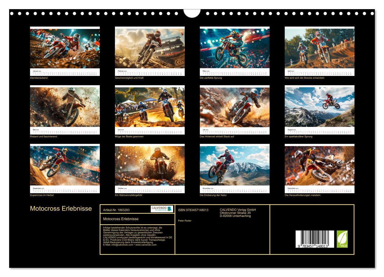 Bild: 9783457148013 | Motocross Erlebnisse (Wandkalender 2025 DIN A3 quer), CALVENDO...