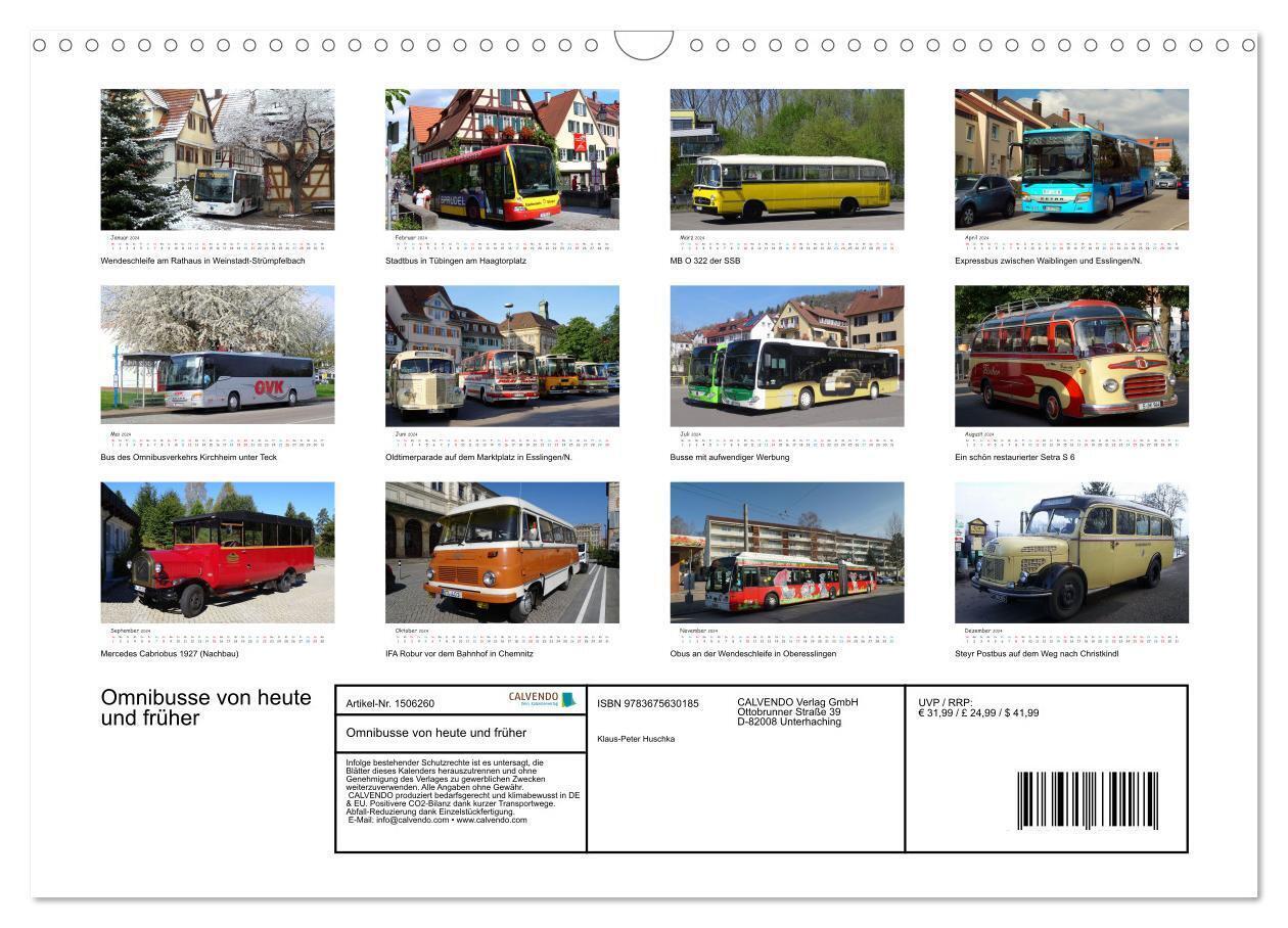 Bild: 9783675630185 | Omnibusse von heute und früher (Wandkalender 2024 DIN A3 quer),...