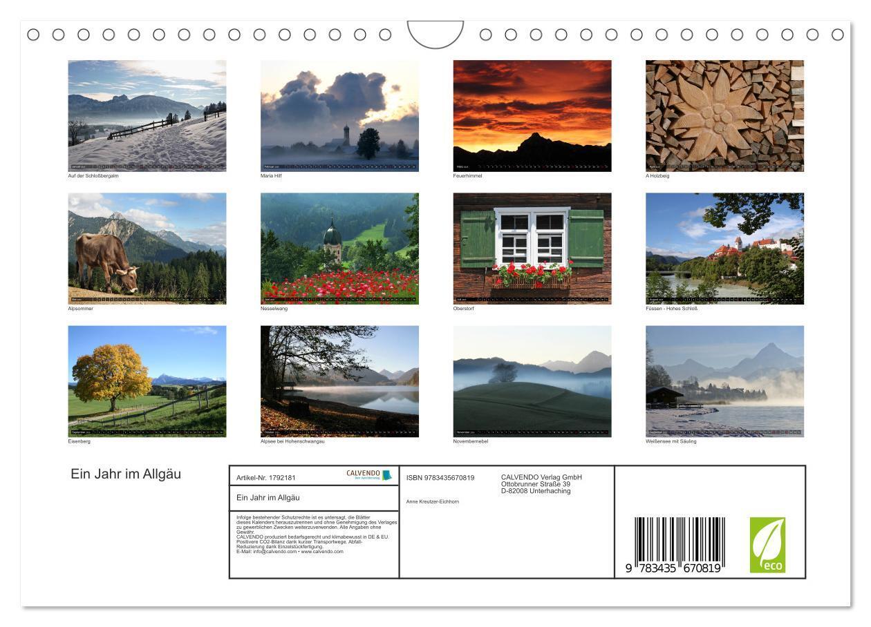 Bild: 9783435670819 | Ein Jahr im Allgäu (Wandkalender 2025 DIN A4 quer), CALVENDO...