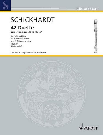 Cover: 9790001193580 | 42 Duets (From Principes De La Flute Opus 38) | Schickhardt | Buch