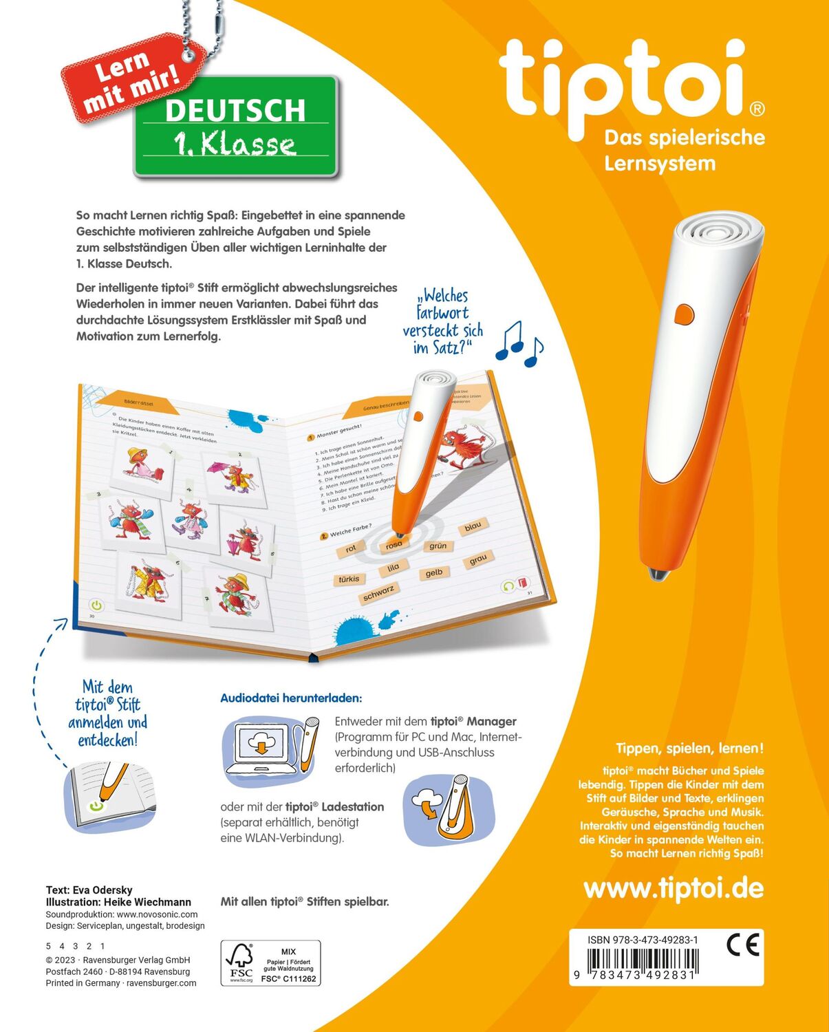 Rückseite: 9783473492831 | tiptoi® Lern mit mir! Deutsch 1. Klasse | Eva Odersky | Buch | 40 S.