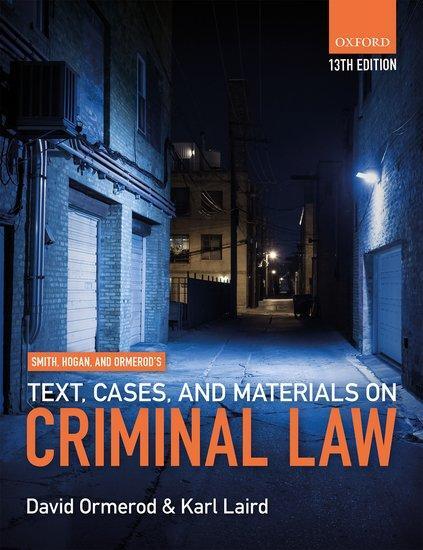 Cover: 9780198831945 | Smith, Hogan, &amp; Ormerod's Text, Cases, &amp; Materials on Criminal Law