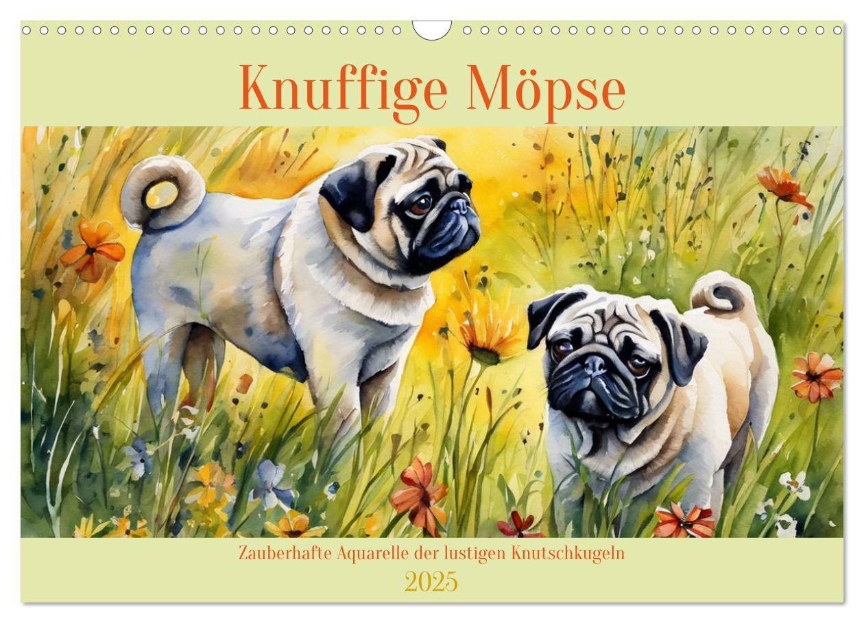 Cover: 9783383827075 | Knuffige Möpse (Wandkalender 2025 DIN A3 quer), CALVENDO...