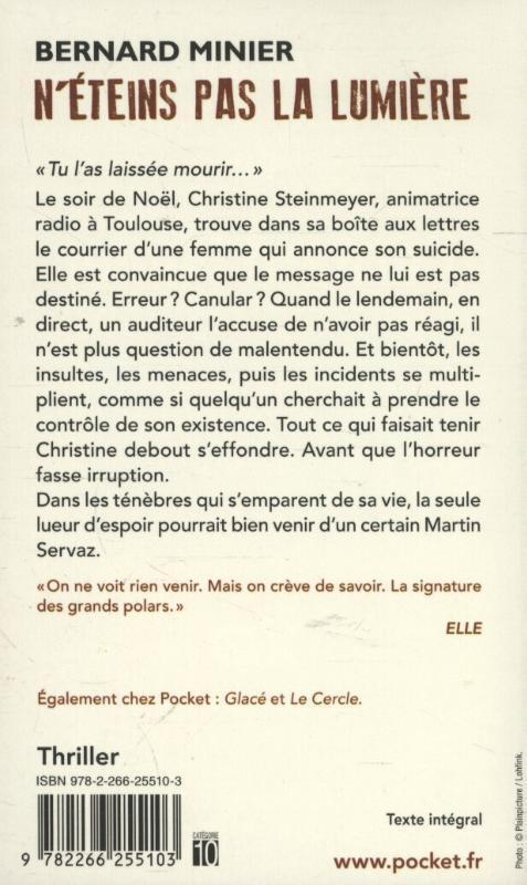Rückseite: 9782266255103 | N'éteins pas la lumière | Bernard Minier | Taschenbuch | Französisch