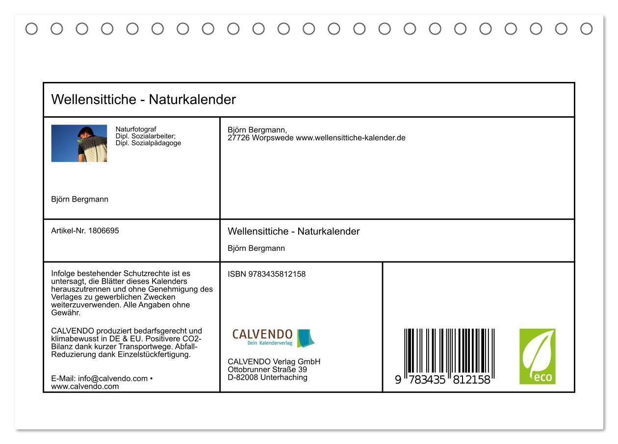 Bild: 9783435812158 | Wellensittiche - Naturkalender (Tischkalender 2025 DIN A5 quer),...