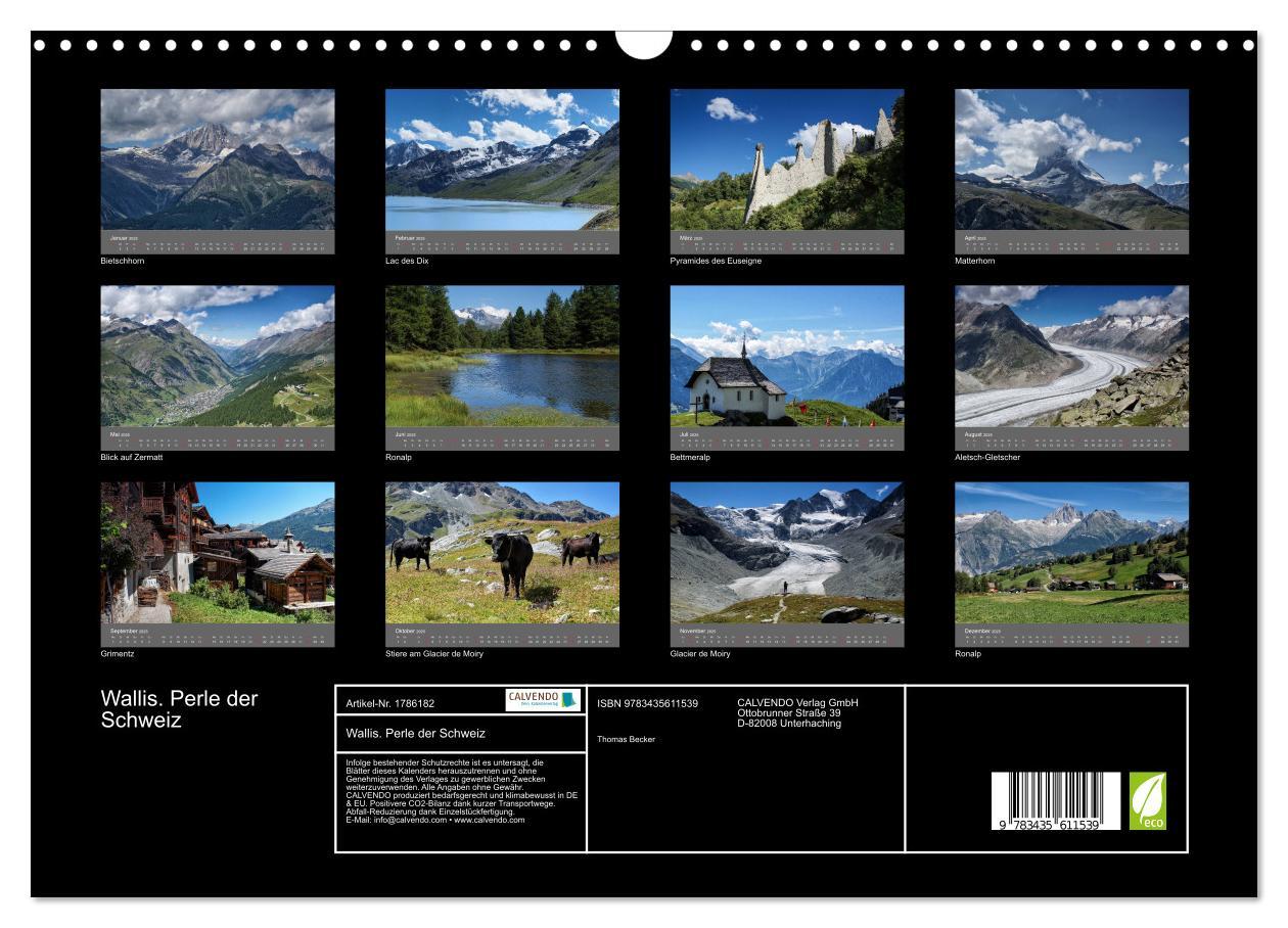 Bild: 9783435611539 | Wallis. Perle der Schweiz (Wandkalender 2025 DIN A3 quer), CALVENDO...