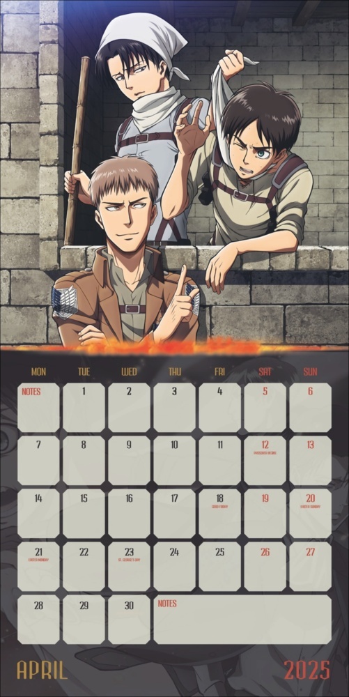 Bild: 9783840196942 | Attack on Titan Broschurkalender 2025 | Kalender | 28 S. | Englisch