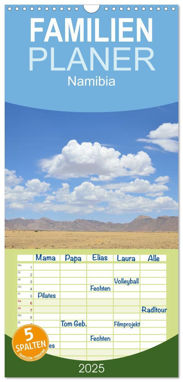 Cover: 9783457122051 | Familienplaner 2025 - Namibia mit 5 Spalten (Wandkalender, 21 x 45...