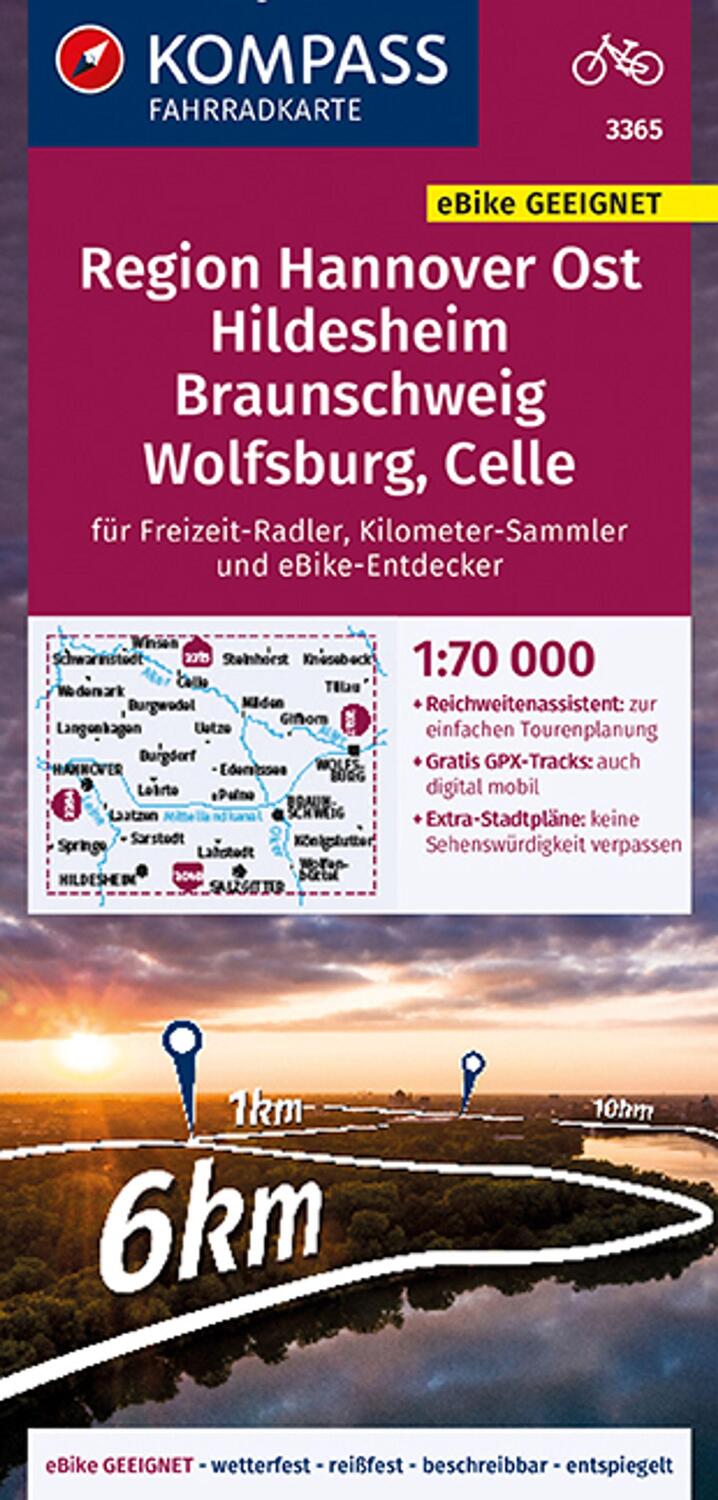 Cover: 9783991213055 | KOMPASS Fahrradkarte 3365 Region Hannover Ost, Hildesheim,...