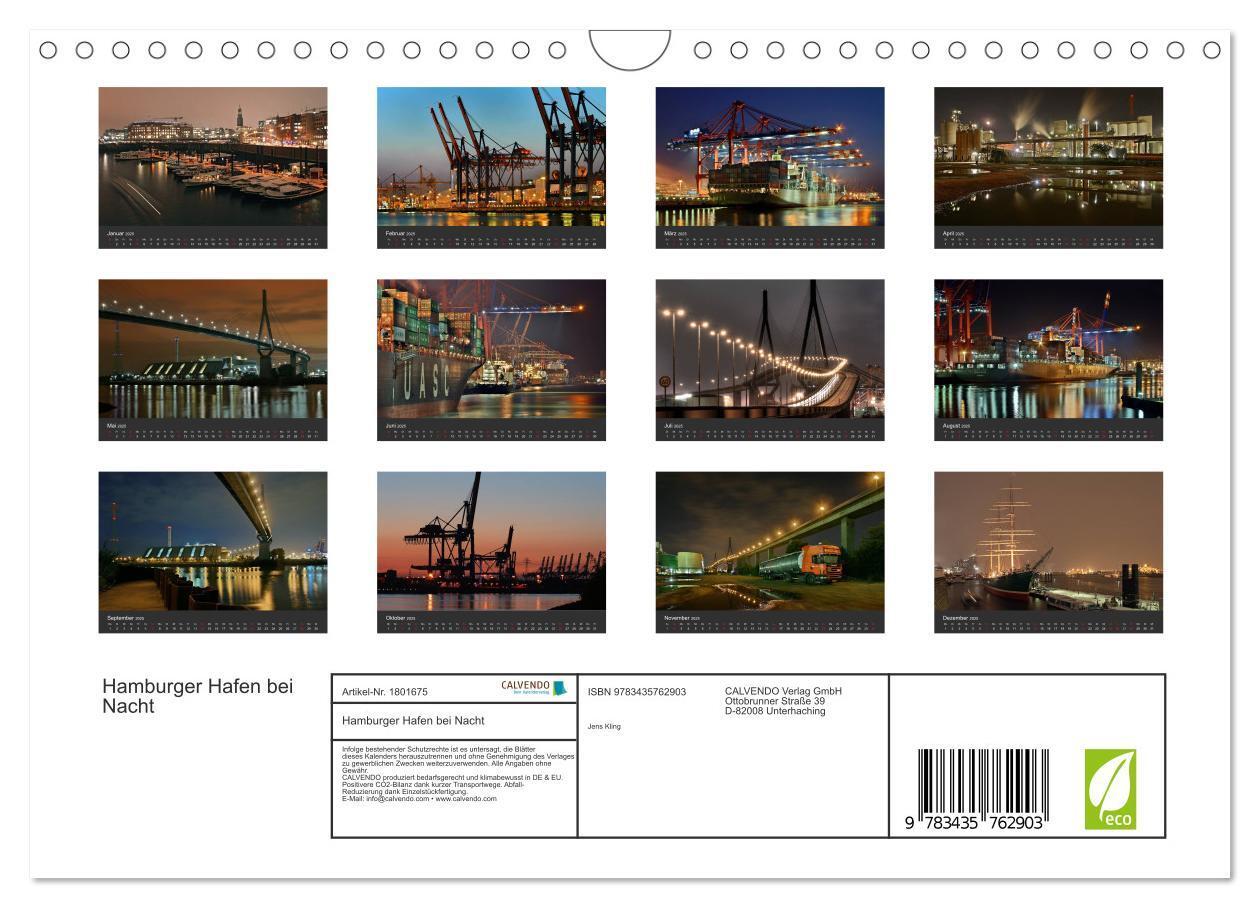 Bild: 9783435762903 | Hamburger Hafen bei Nacht (Wandkalender 2025 DIN A4 quer), CALVENDO...