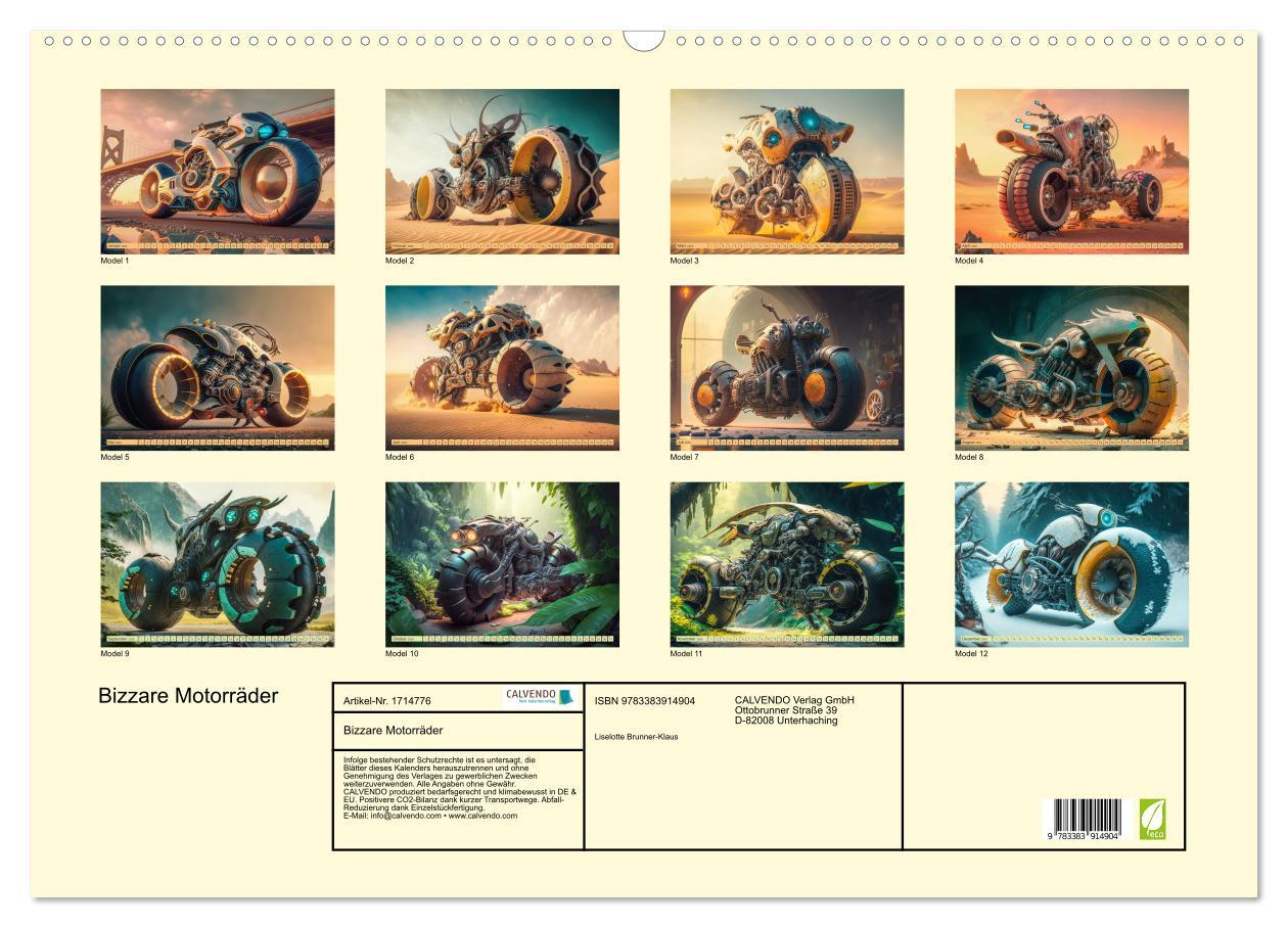 Bild: 9783383914904 | Bizzare Motorräder (Wandkalender 2025 DIN A2 quer), CALVENDO...