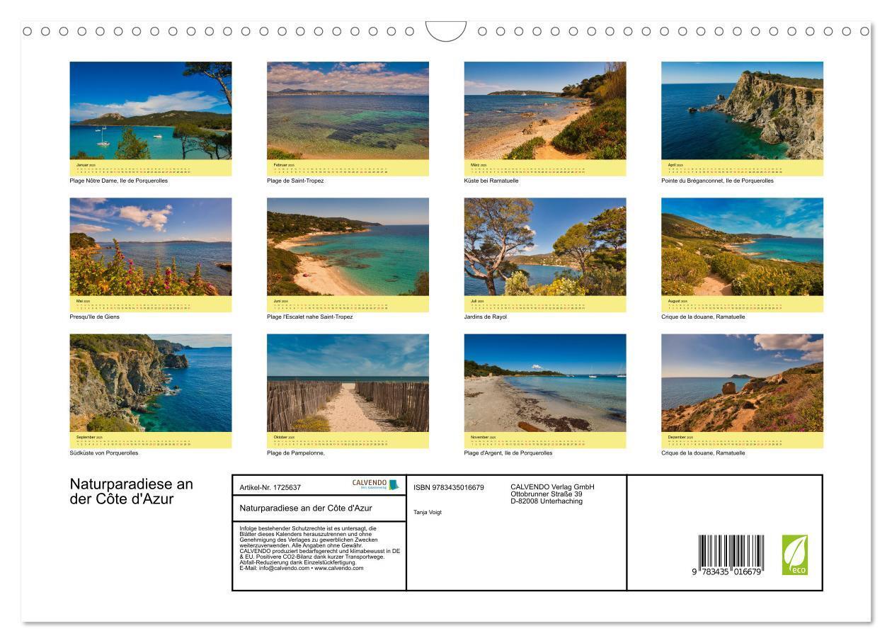 Bild: 9783435016679 | Naturparadiese an der Côte d'Azur (Wandkalender 2025 DIN A3 quer),...